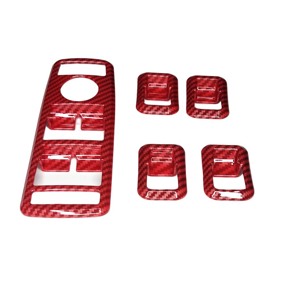 Cadru cu buton de ridicare a geamului mașinii în stil roșu din fibră de carbon pentru Mercedes Benz ABCE GLE GLA CLA GLK Class W176 W204 W212 W166