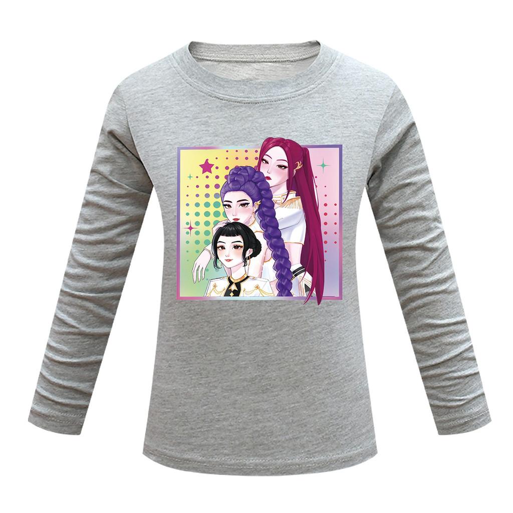 Dětské Dívčí Anime Kreslené K-POP Rumi Zoey Mira Potištěné Ležérní Tričko s Dlouhým Rukávem Top