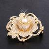 Korean-style luxury zircon-encrusted brooch, rose flower brooch, natural pearl pin brooch