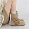 Fashion Flip-Toe Medium Cool Boots Versatile Open-Toe Women's Western Boots Season Retro Low Heel Strap Flat Boots