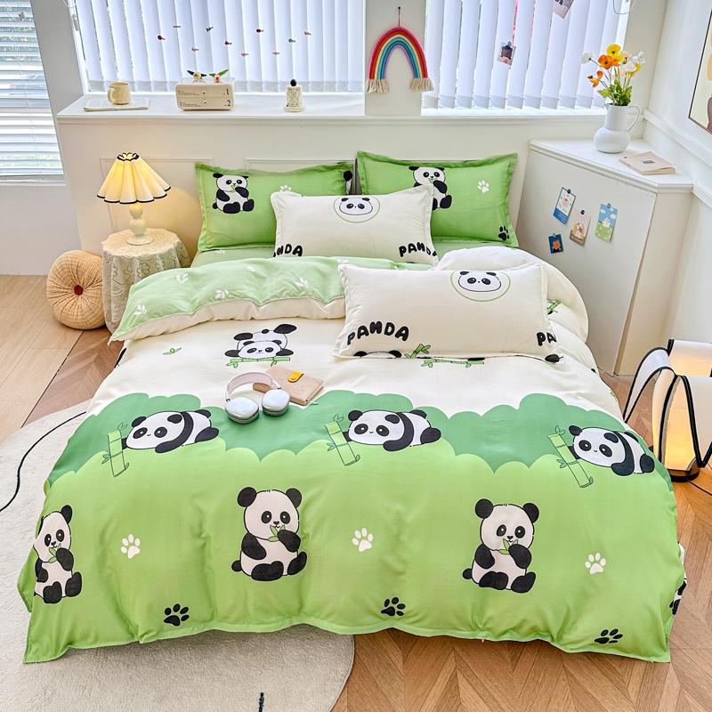 Cartoon Black Cat Duvet Cover SetKitten Bedding Set 4Pcs Quilt Cover 1 Flat Sheet And 2 Pillow ShamsPolyester Comforter Cover