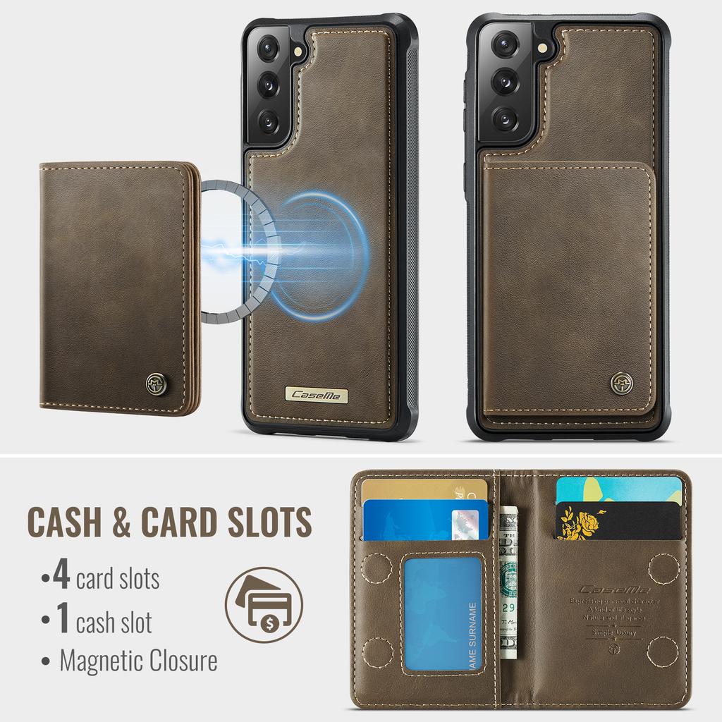 For Samsung Galaxy S21 5G/Galaxy S21 4G Magnetic Case CASEME ME80 Series Leather PC TPU Phone Cover with Detachable Wallet
