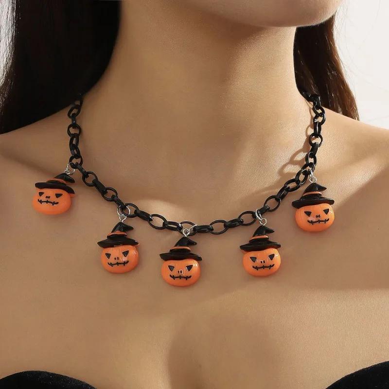 

Halloween Creative Pumpkin Ghost Pendant Collarbone Chain