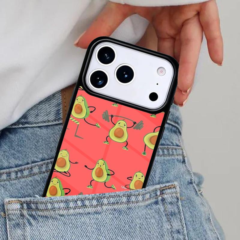 cute cartoon Avocado Fitness Phone Case for iPhone 16e 15 14 13 12 17 Pro Max Plus Air 17pro Cover Coque