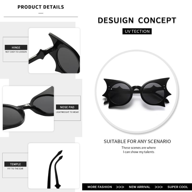 Bat Shaped Sunglasses Novelty Eyewear For Men Women And Kids UV400 Protections