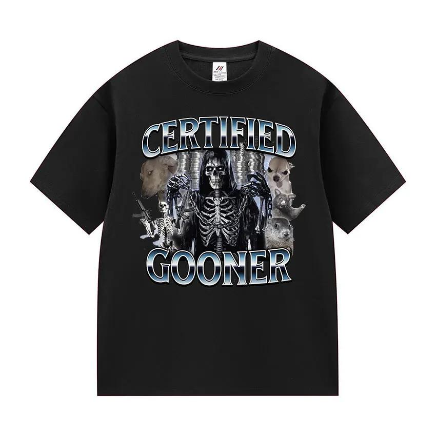 Funny Certified Gooner Screaming Possum Meme T Shirts Men Vintage Fashion Short Sleeve Tshirt ONeck Unisex Cotton Tshirts S