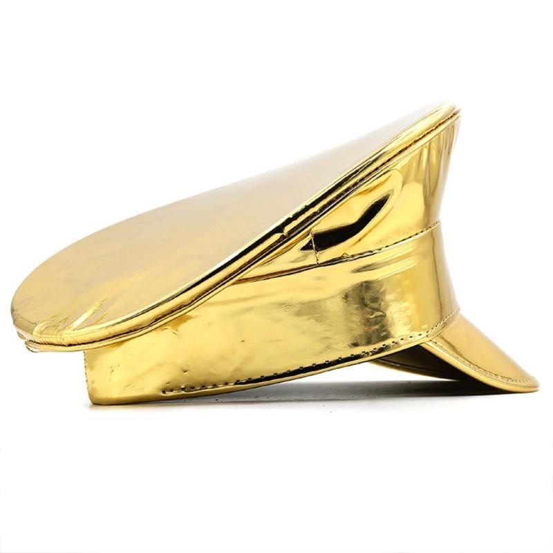 Shimmering Marine Hat Adult PU Leather Flat Top Caps for Bachelorette Party