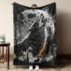 Wolf Serie unter dem Mond digital bedruckte Polyester-Samt-Flanell-Überdecke Weiche Fleece-Sofa-Decken für Betten
