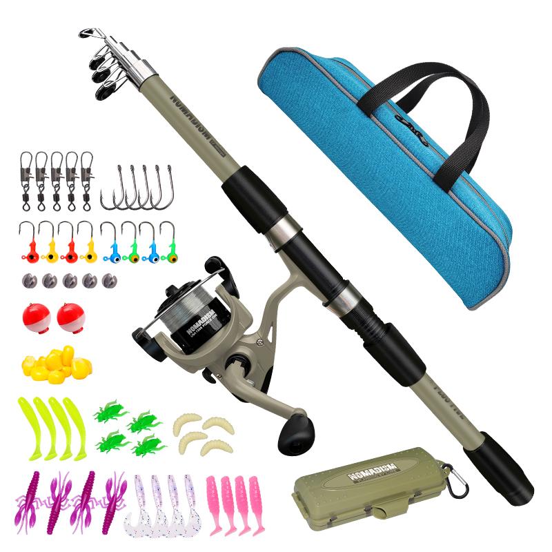 1.65m Fishing Rod and Reel Combo Full Set Saltwater Spinning Carbon Fiber Telescopic Fishing Rod Set