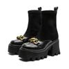Fashion Women's High Heel Boots Large Size Fashion Stretch Platform Women's Short Boots Suede Leather Chain Women's Booties