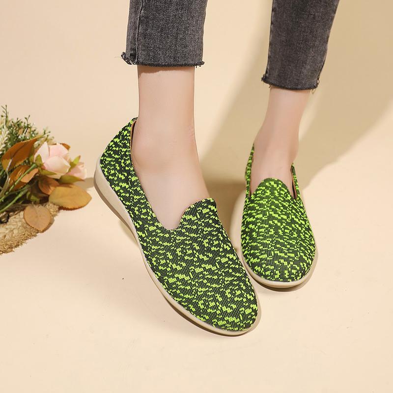 Fashion Women Flats New Spring Autumn Flat Loafers Fashion Leisure Flat Shoes Women Round Knitting Elastic Comfortable Sneakers Women