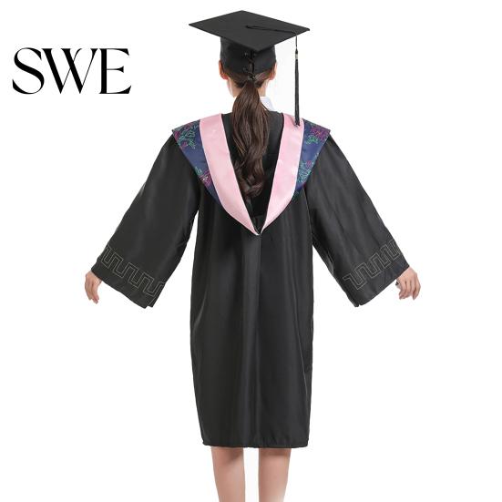 Commencement Outfit Bachelor Uniform Matte Graduation Gown Cap Tassel Set V-Neck Long Sleeve Robe And Ceremonies Photo Props Suit