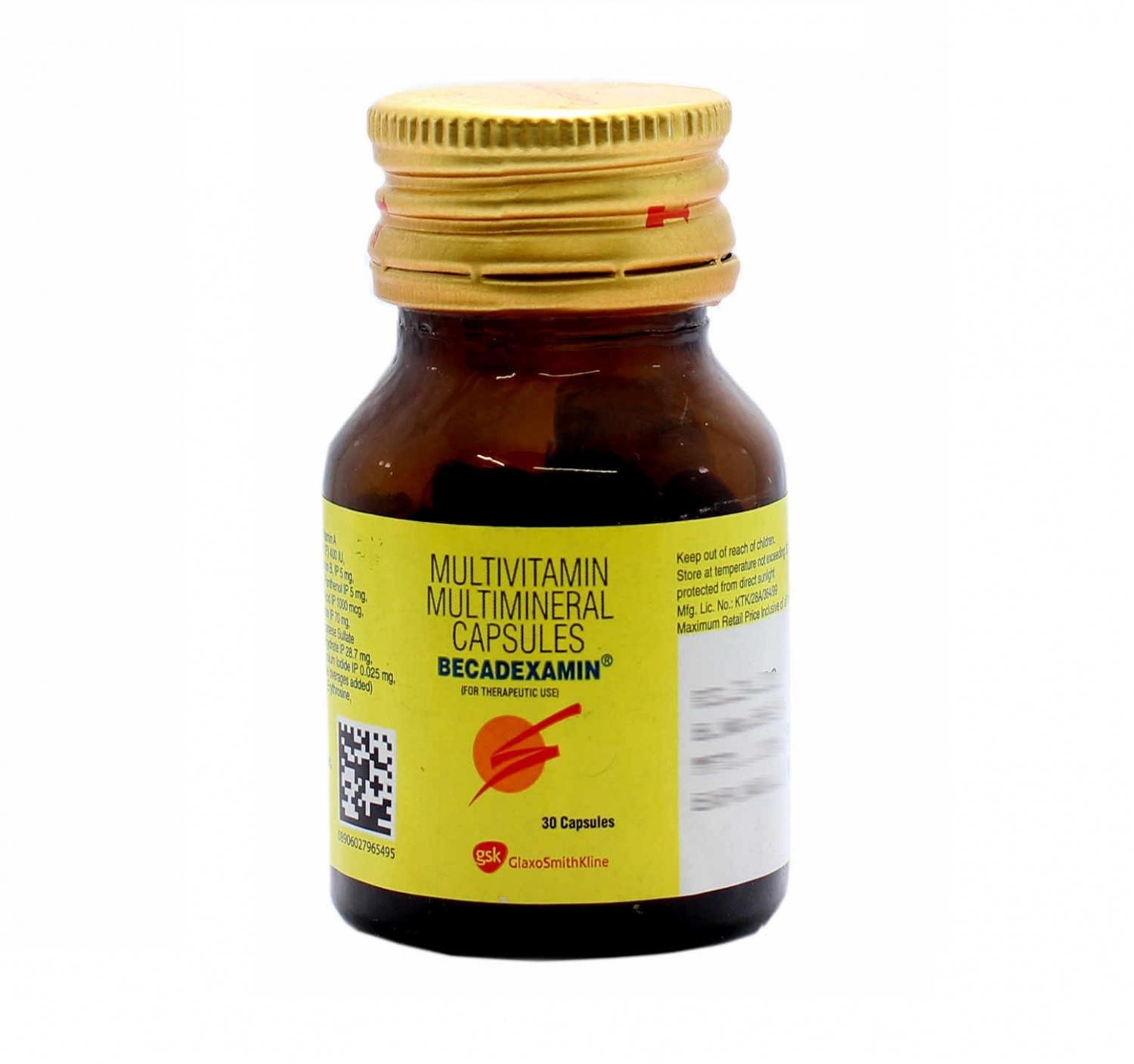 

Бекадексамін: джерело вітамінів та мінералів (30 кап), Becadexamin, Glaxo Smith Kline