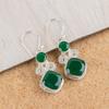 Natural Green Onyx Gemstone 925 Sterling Silver Handmade Jewelry Earrings 1.12" EE-69-12