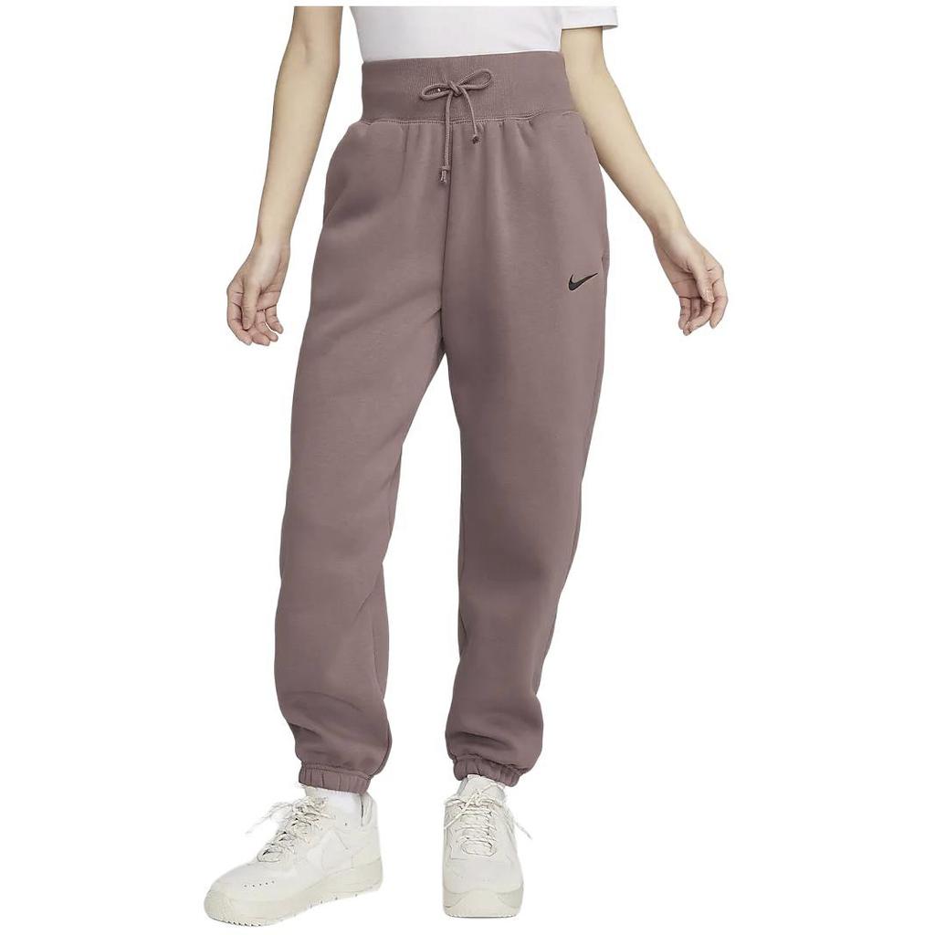 Nike Îmbrăcăminte sport Phoenix Fleece, uni, cu talie înaltă, cu șnur, pantaloni de jogger casual Pantaloni pentru femei, fum-gri, violet, roșu DQ5888-208