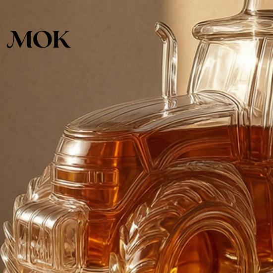 Alcohol Storage With Airtight Seal Tractor Shaped Whiskey Glass Decanter, 300ML Wine Bottle with Lid, Clear Flask Home Bar Decorative for Spirits,