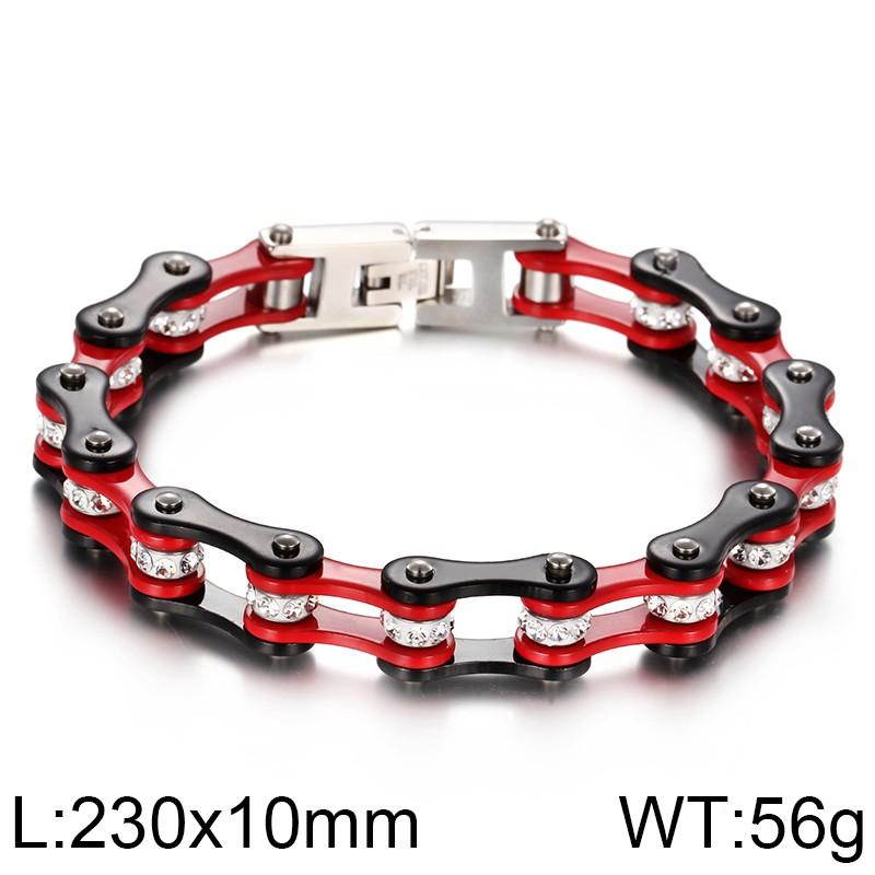 Chunky Stainless Steel Biker Bracelet For Men Women Hip Hop Inlaid Stone Bicycle Chain Bracelet High Quality Party Jewelry Gift