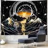 Amhokhui Black and White Tapestry Sun Mountain Tapestry Starry Night Aesthetic Tapestries Trippy River Landscape Tapestries Dark Wall Hanging Decor