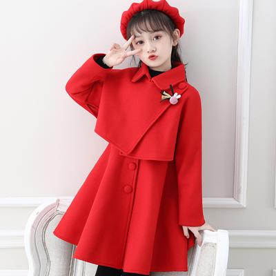 Traje de otoño e invierno para niñas, chaleco de lana para niños medianos y grandes de estilo coreano, falda, vestido de princesa a la moda para niñas pequeñas