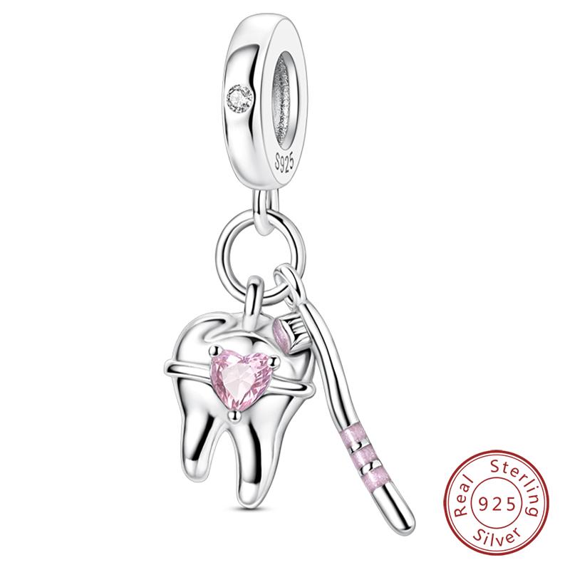 Copper Charms Beads Forever Love Heart Shaped Bow Family Charms Dangle For Bracelet Woman Diy Jewelry Gift