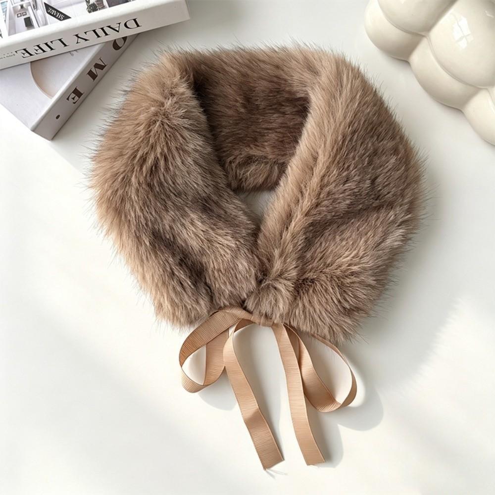 Solid Color Fur Collar Scarf Thicken Neck Warmer Scarf Fluffy Women Scarves Winter