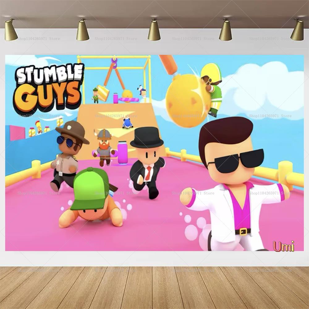 Stumble Guys Θέμα Πάρτι Γενεθλίων Κινούμενο Σχέδιο Διακόσμηση Πανό Φόντο Αγόρι Κορίτσι Δώρο Είδη Πάρτι Βρεφικό Ντους Φωτογραφικό Στήριγμα