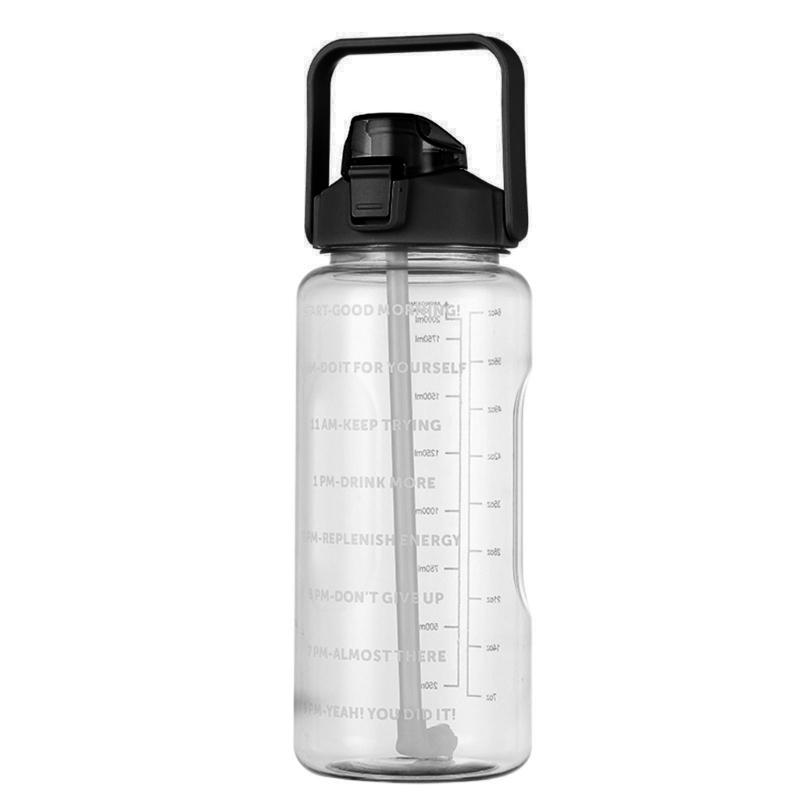 Butelki na wodę z klapką i słomką, motywujące do śledzenia nawodnienia, szczelne, wielokrotnego użytku, sportowe bidony na wodę z uchwytem