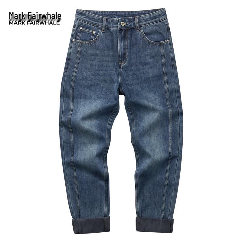 Mark Fairwhale Men's Loose Straight-Leg Fleece Lined Jeans