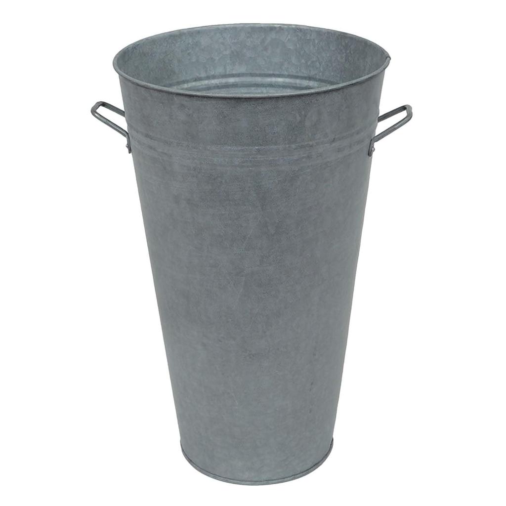 Murataya Sangyo Galvanized Flower Pot, Large, with Pot Cover, Approx. 23 X 28 X 38.5 Cm, Silver, 4470