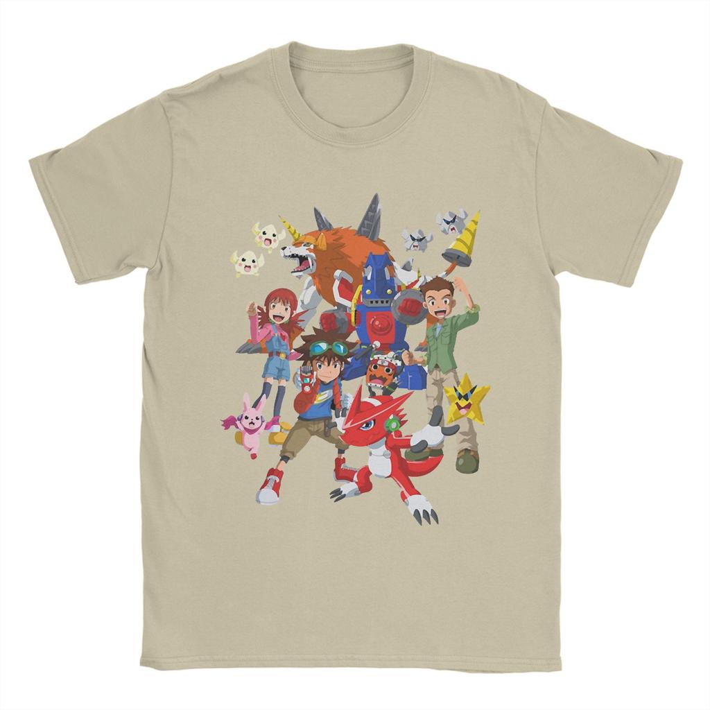 Digimon Anime T Shirt Men Women's 100% Cotton Funny T-Shirt Round Neck Agumon Monster Tees Short Sleeve Clothing Plus Size