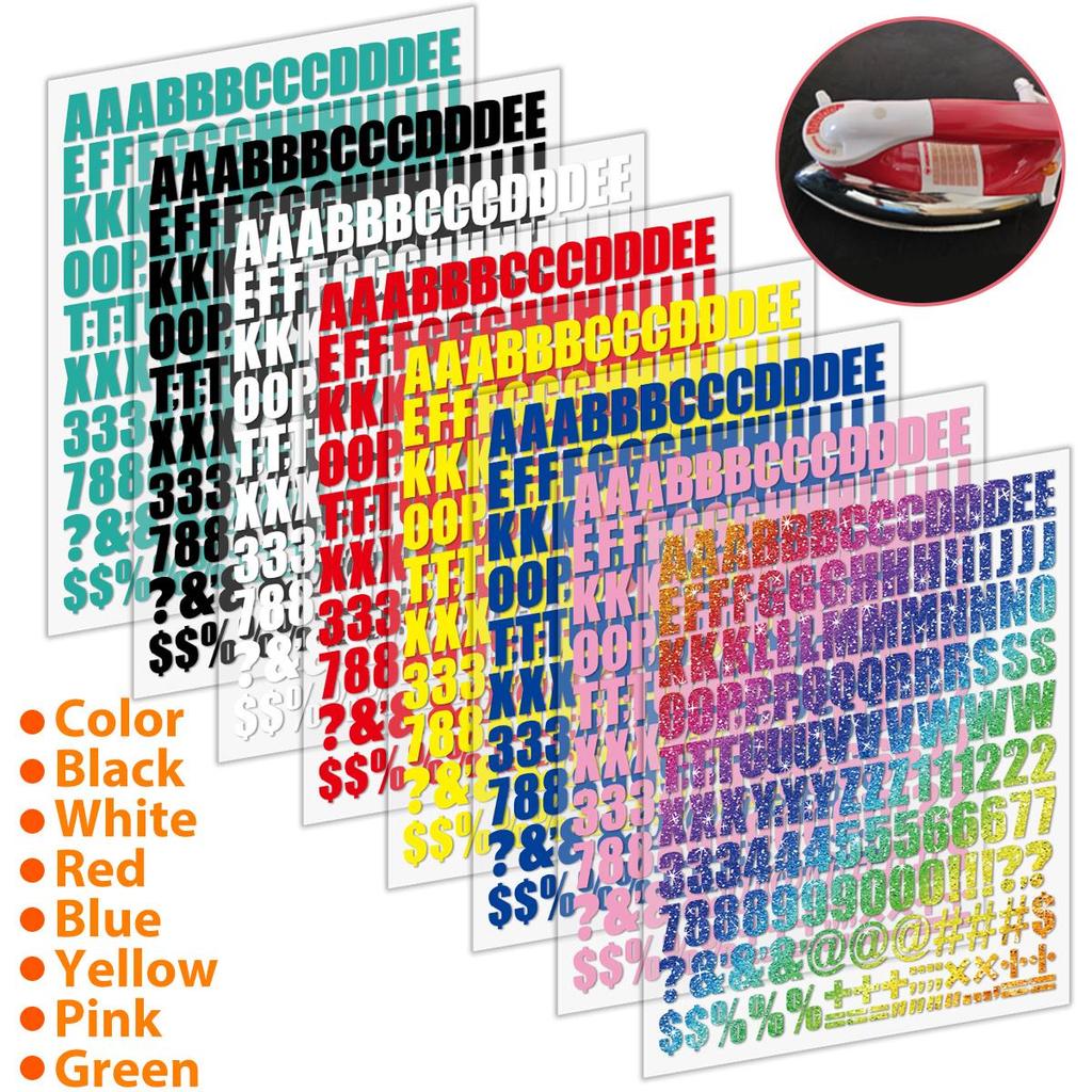 Adesivos de Letras Termocolantes de 7 Cores (A-Z), 1 Polegada de Altura, Fácil de Imprimir em Camisetas, Roupas, Bonés, Jeans, Patches de Vinil Termocolantes Personalizados