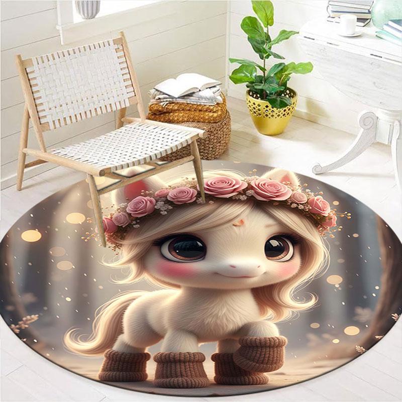 Cute pets Round Area Rug,Carpet Rug for Living Room Bedroom Sofa Playroom Decor,Non-slip Floor Mat