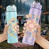 1PC Mandala Floral Circle Art 750ml Color Plastic Sports Water Bottle Leakproof Flip Straw Lid Suitable for Sports Office Home Use