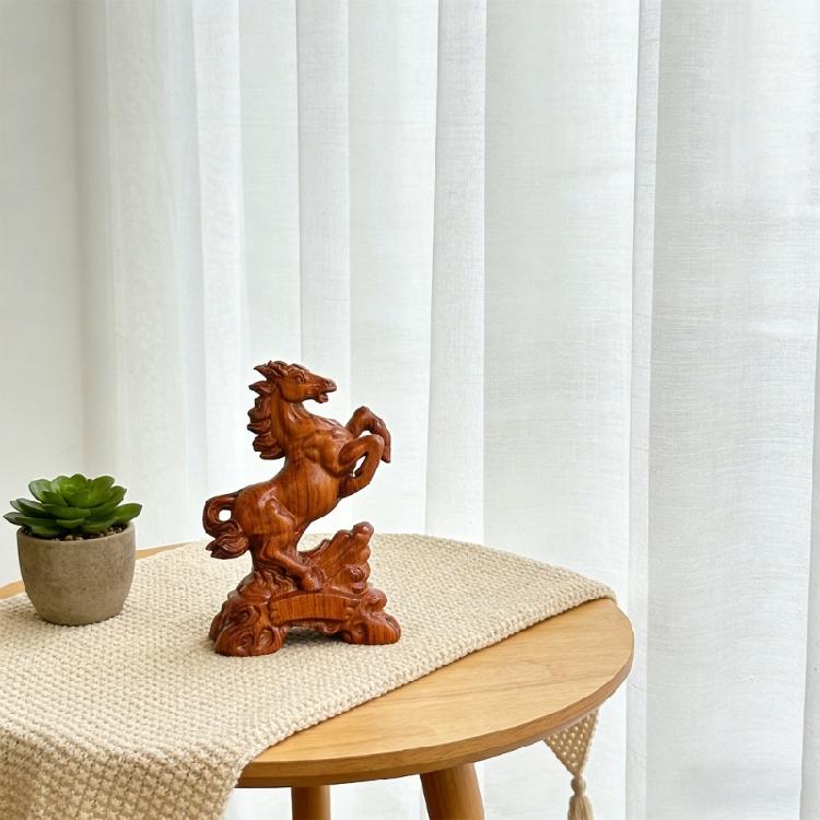 Wood Horse Statues Positive Energy Good Luck Showpiece Collectible Figurines Animal Sculptures for Home Office Decors