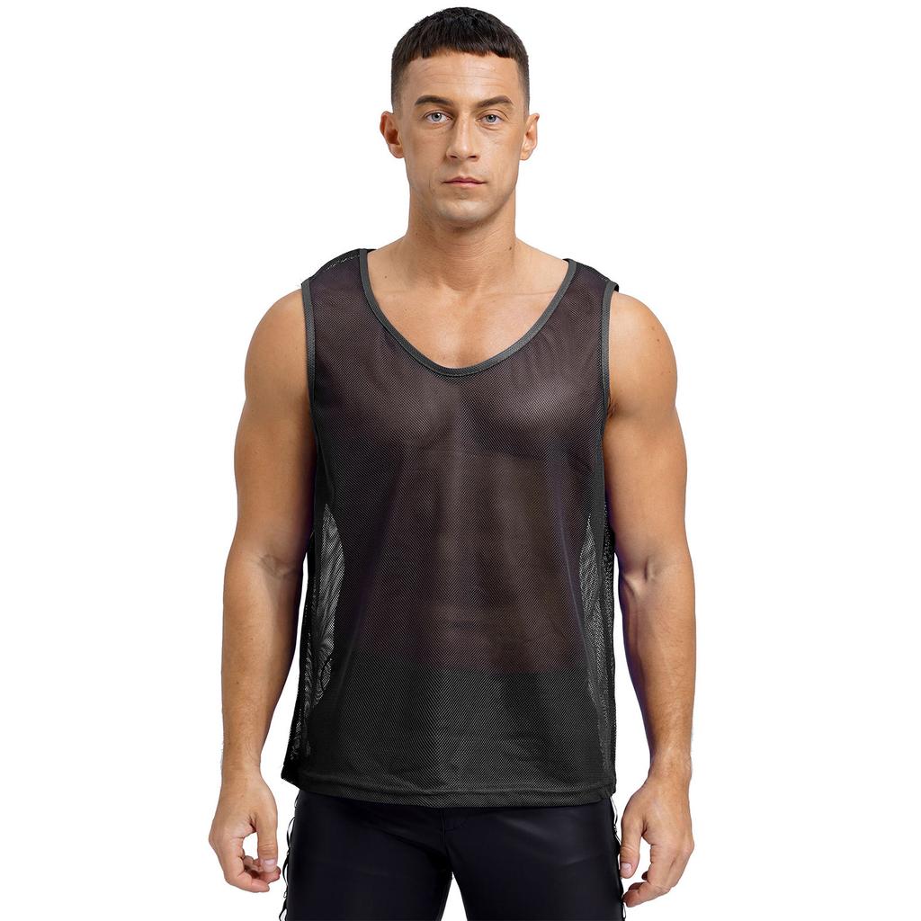 Gilet d'entraînement en maille ajourée pour homme Sport d'équipe Col rond Sans manches Débardeur Musculation Clubwear Tenue de plage