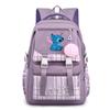 Cute Girl Backpack For School With Stitch Print And Checkered Patchwork Design For Middle School Students
