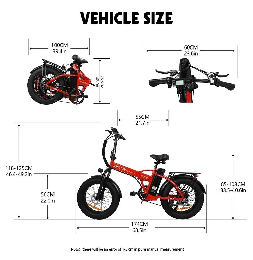 NEU 1000W Aluminium E-Bike 20 Zoll Fat Tire Strand Schnee Klapp Elektrofahrrad 48V 13AH Lithium Batterie Elektrofahrrad