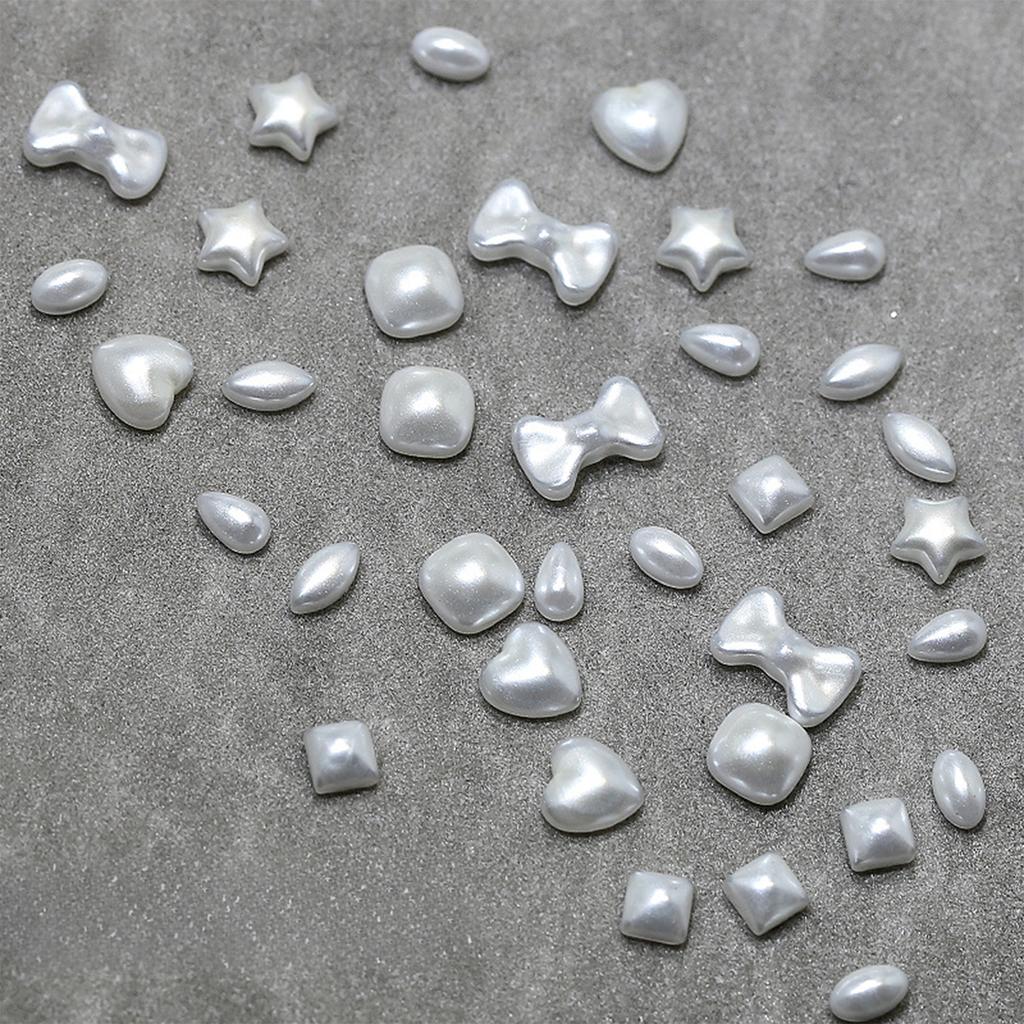 New Flat-Back Pearl Nail Jewelry Australian White Heart & Star Shaped Pearls DIY Nail Art Decorations