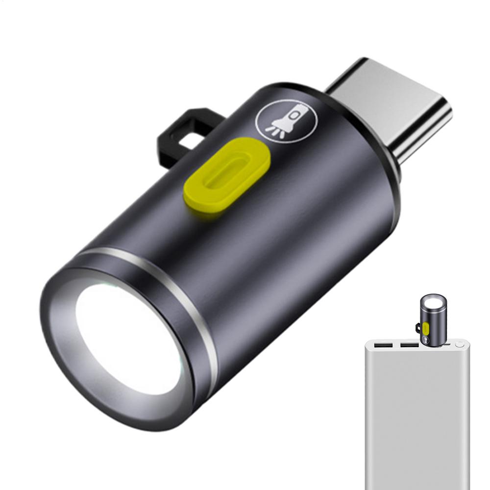 Portable Type-C Mini Flashlight Phone Keychain USB-C Electric Torch Nightlight Table Lamp For Riding Sports Outdoor Camping