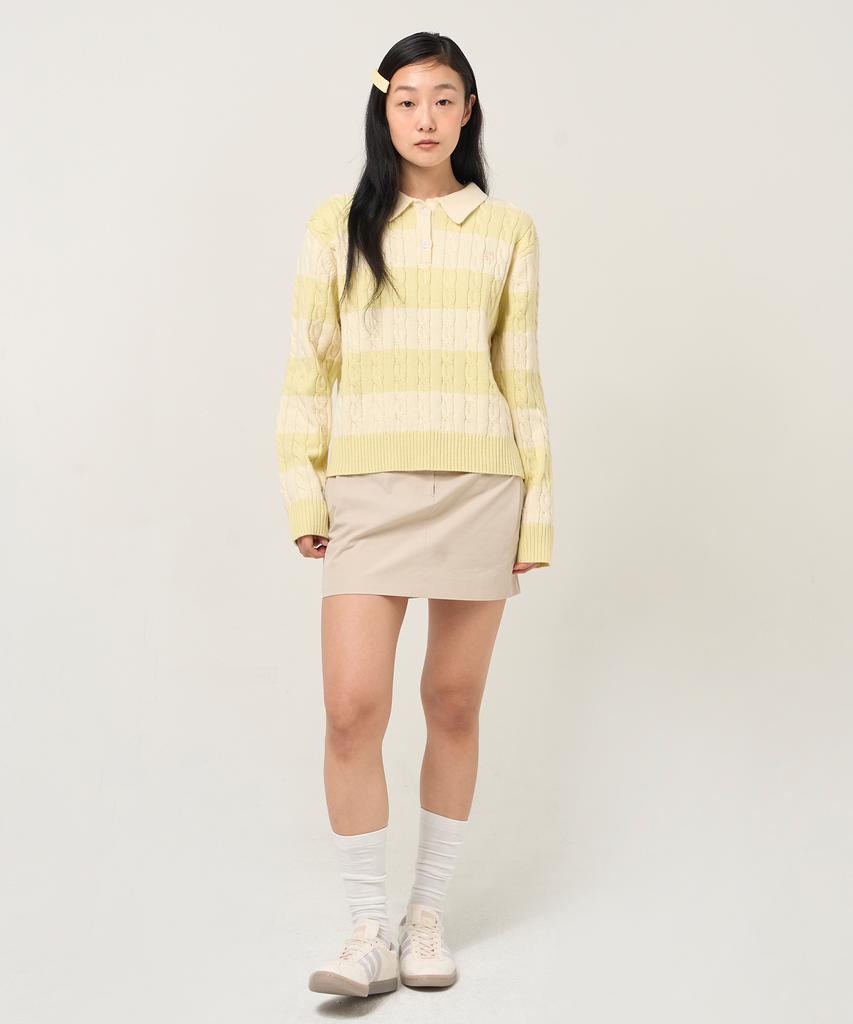 PLAC WOMEN Lime Collared Stripe Knit
