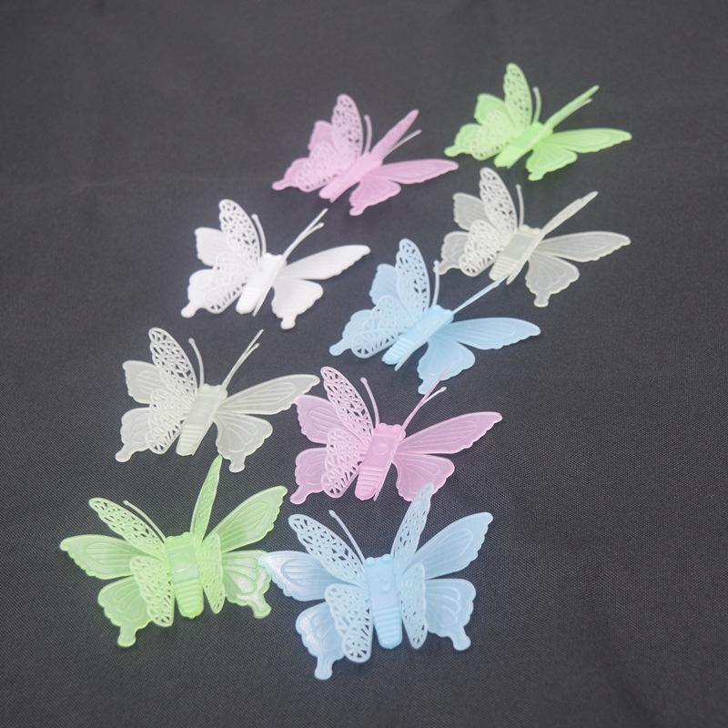 

3D Glow in The Dark Butterfly Wall Stickers, Removable Self-Adhesive Decals for Kids Room Bedroom Decoration, Fluorescent Luminous Home Decor разноцветный
