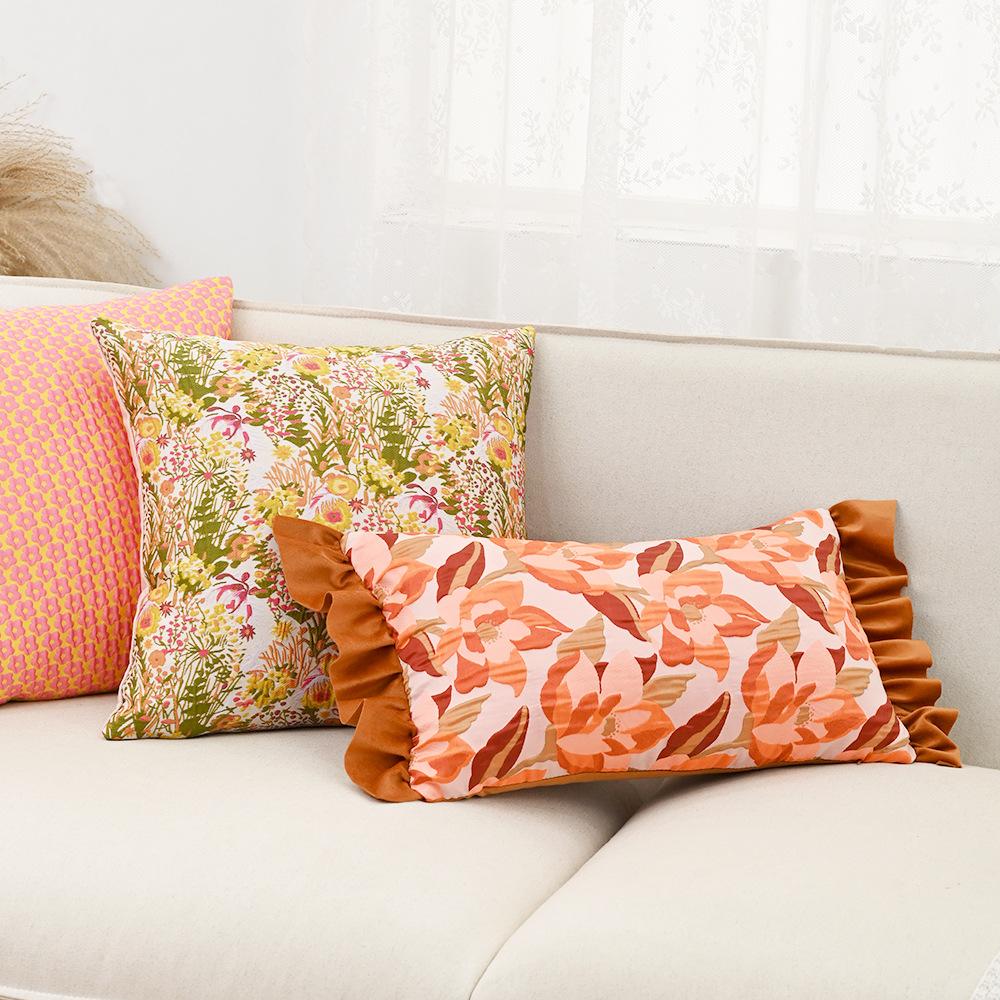 Retro American Jacquard Flower Throw Pillowcase Funda Cogines De 45X45 Decoration Home Living Room Sofa Pillow Cushion Covers