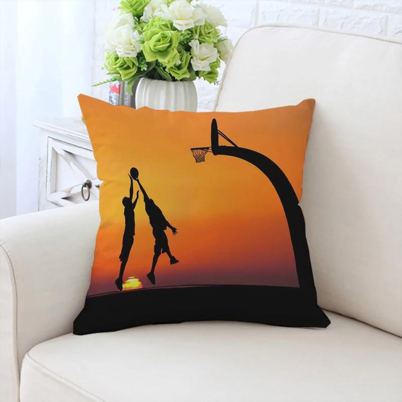 Kissenbezug I Love Basketball Sofakissenbezug Beidseitig bedruckt Kurzer Plüsch Stuhl Lendenwirbelstütze Bett Schlafkissen 50x50
