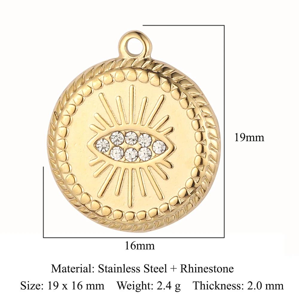 Sun Evil Eye Mirror Polished 316 Stainless Steel DIY Charm Moon Hamsa Hand Zircon Jewelry Star Heart Necklace Pendant