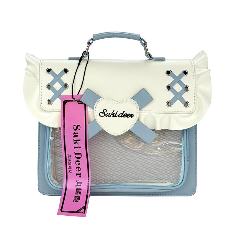 Japanese Style Fashion Sweet Lolita Girls JK Uniform Small Handbag Satchel Ruffled Pin Display Ita Crossbody Bag Anime Itabag