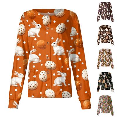 Women's Casual Long-sleeved Single-breasted Printed Protective Clothing Cardigan Top