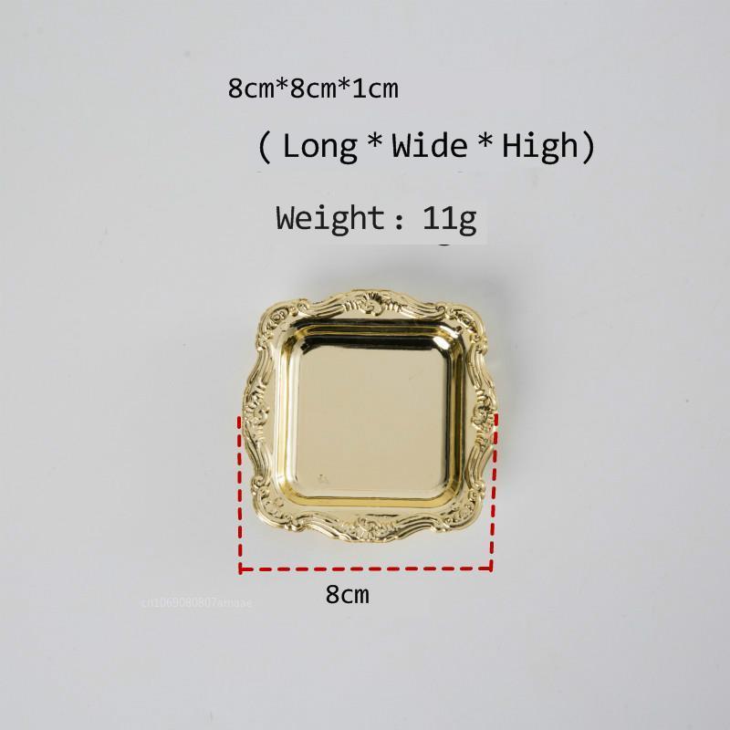 Mini Gold Storage Tray Silver Cake Fruit Plate Jewelry Display Plastic Tray Miniatures Party Plate for Home Decor Sauce Dish