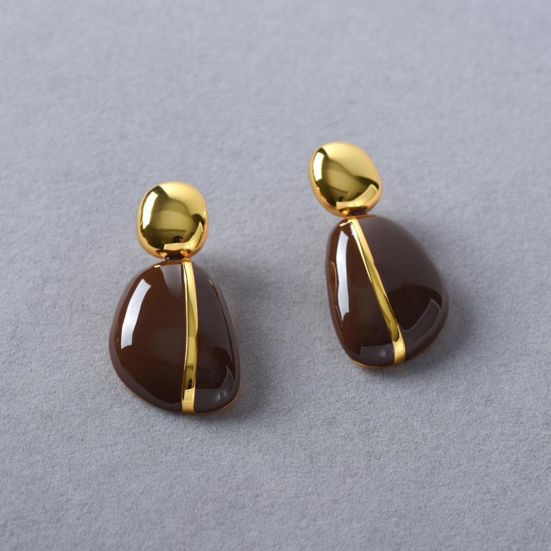 Retro Red Drop Glaze Earrings, Premium Metal S925 Silver Needle Stud Earrings, Niche Temperament Simple Earrings