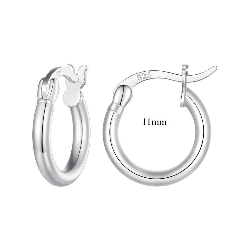 925 Silver Bold Hypoallergenic Hoop Earrings with 14K White Gold Plated Glossy Finish