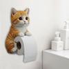 3D Cat Shape Cat Toilet Paper Holder Resin Hanging Paper Towel Stand  Bathroom Decoration